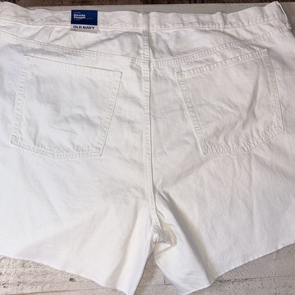 Old Navy Shorts Denim High-Rise Slouchy White Straight Women's Size: 28 New - Picture 8 of 14